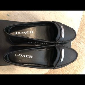 Coach Loafers Black Pebbled Leather